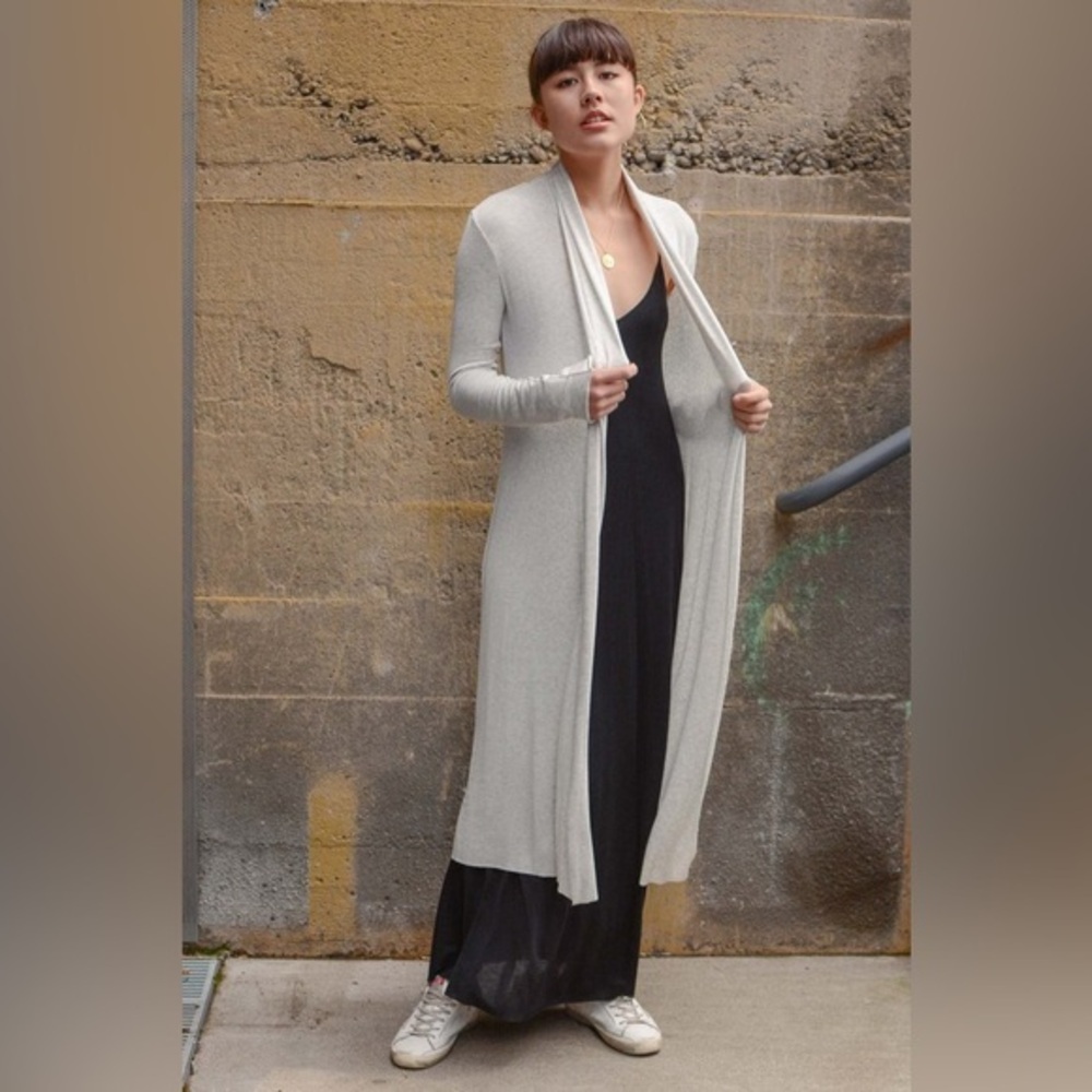 Beautiful People Modal Rib Duster Long Cardigan L 47in